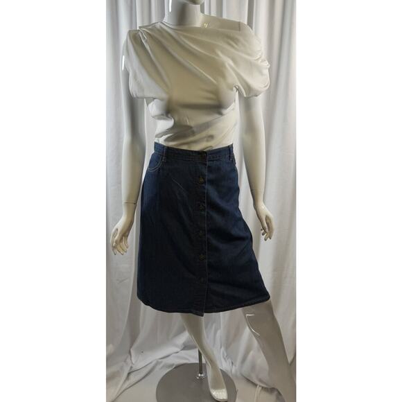 ABS Button Knee Length Denim Skirt, Indigo Denim, Sz: 30, 64-55 - Picture 16 of 16
